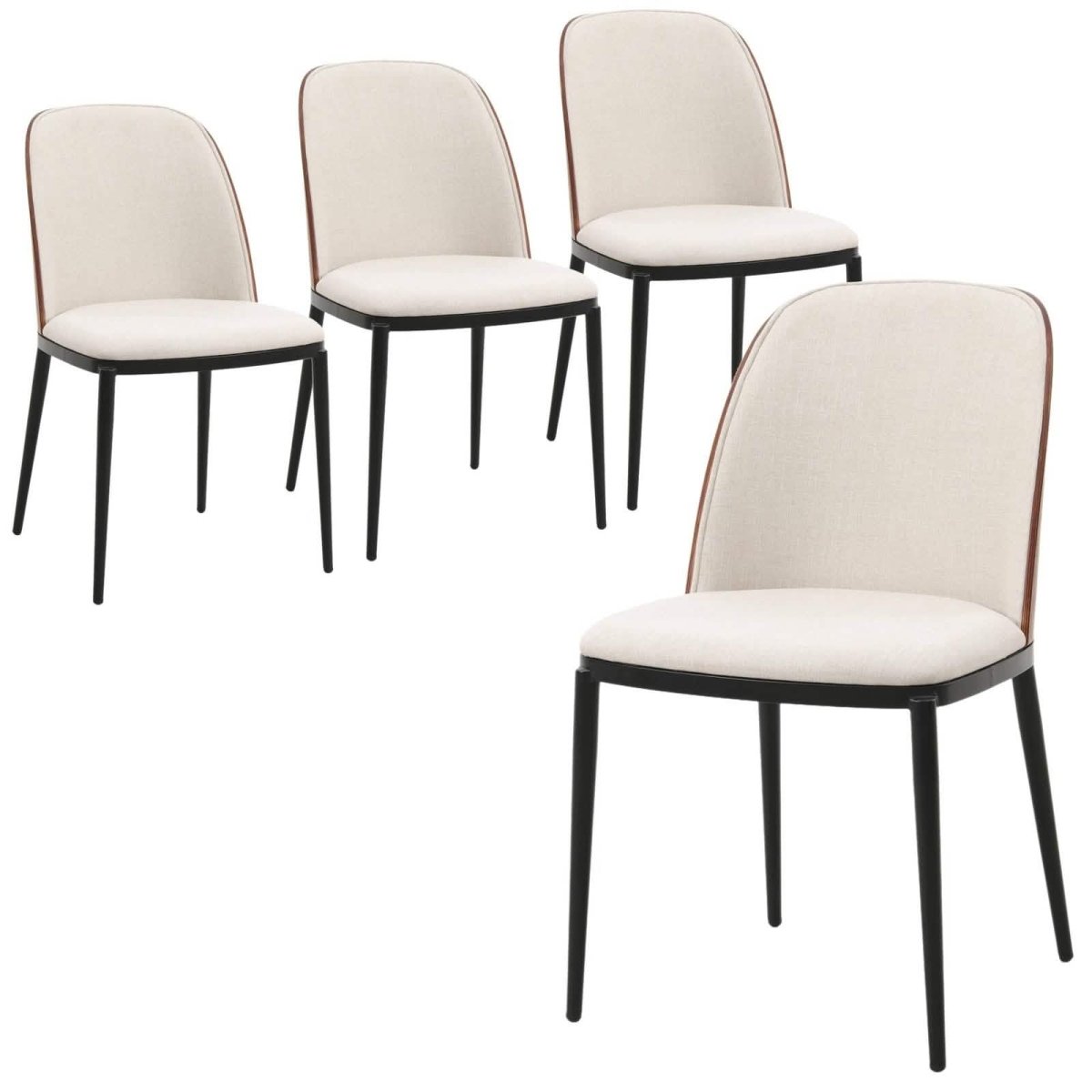 Tule Dining Side Chair with Upholstered Seat and Powder - Coated Steel Frame Set of 4
