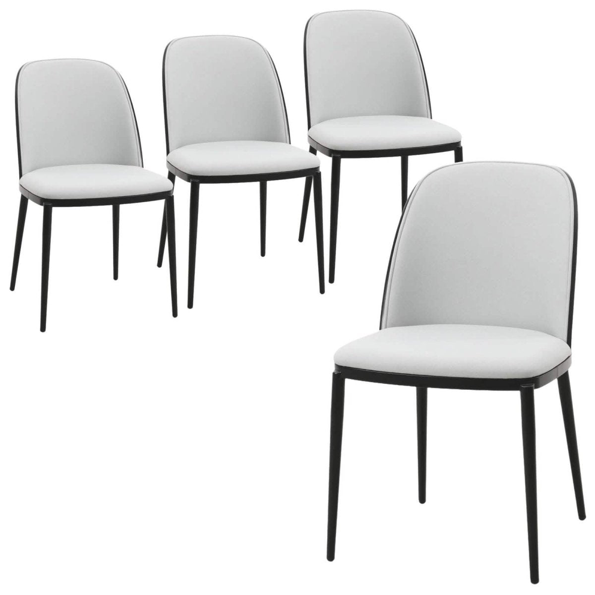 Tule Dining Side Chair with Upholstered Seat and Powder - Coated Steel Frame Set of 4
