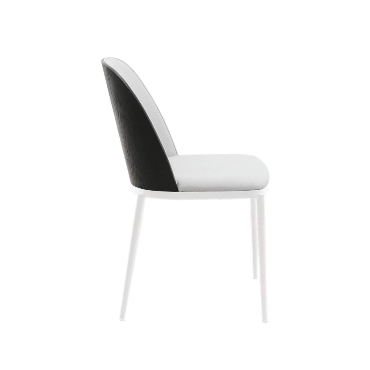 Tule Modern Dining Side Chair with Upholstered Seat and White Powder - Coated Steel Frame, Set of 4