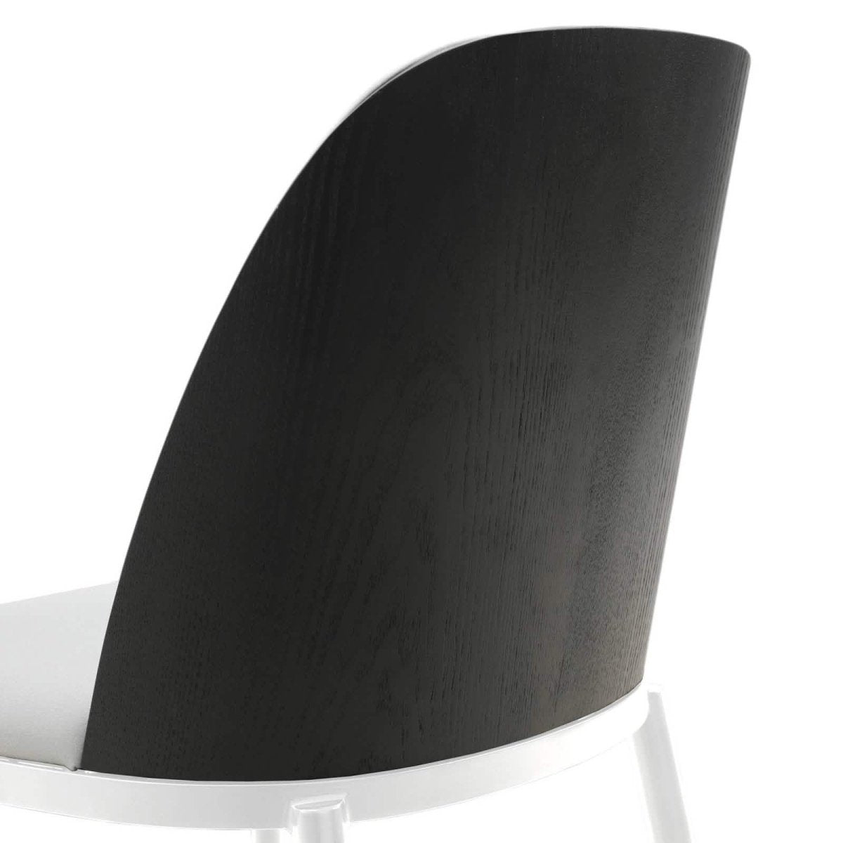 Tule Modern Dining Side Chair with Upholstered Seat and White Powder - Coated Steel Frame, Set of 4