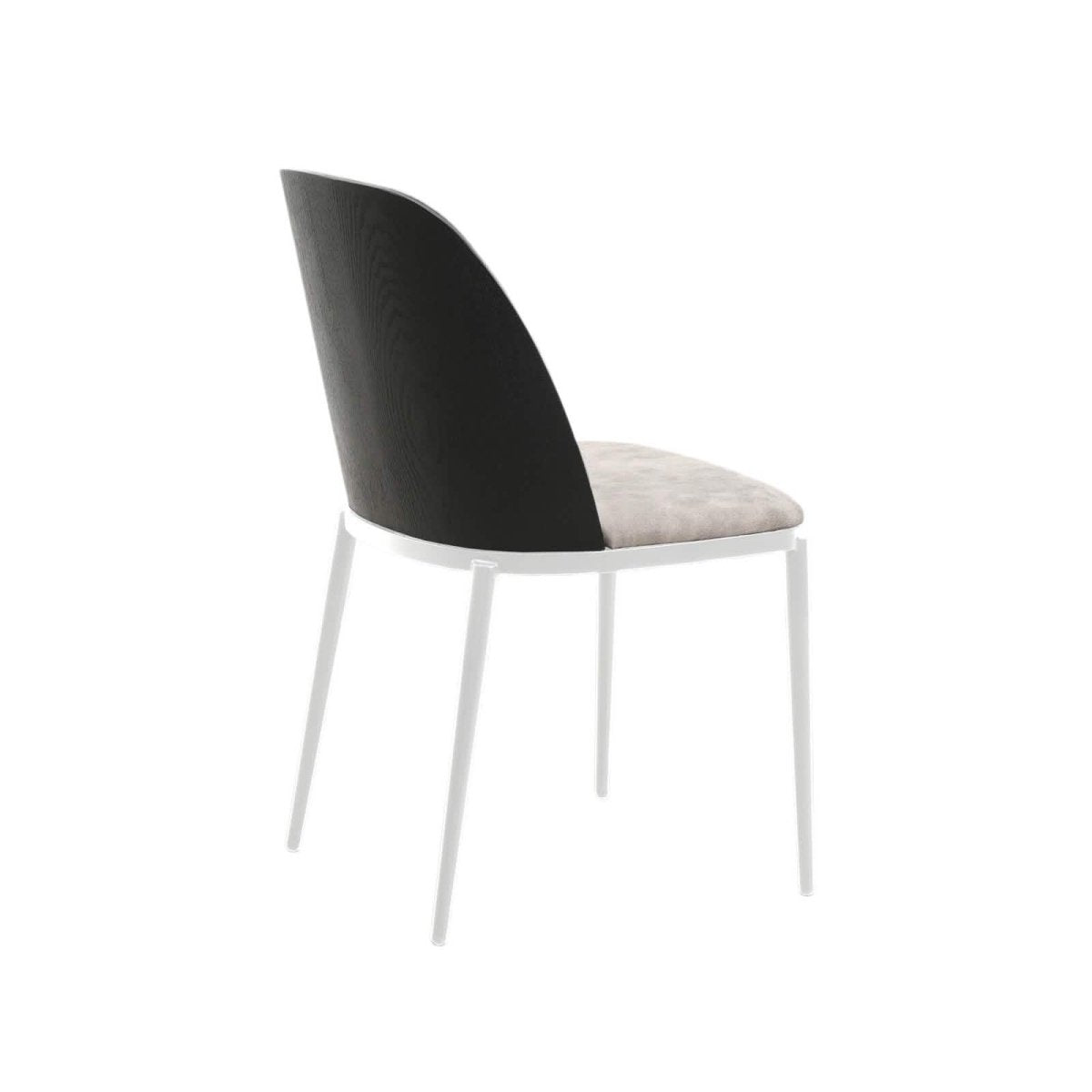 Tule Modern Dining Side Chair with Upholstered Seat and White Powder - Coated Steel Frame, Set of 4