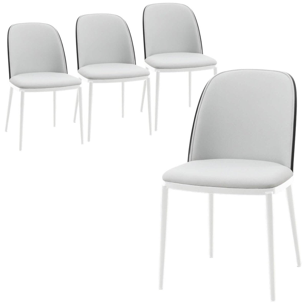 Tule Modern Dining Side Chair with Upholstered Seat and White Powder - Coated Steel Frame, Set of 4