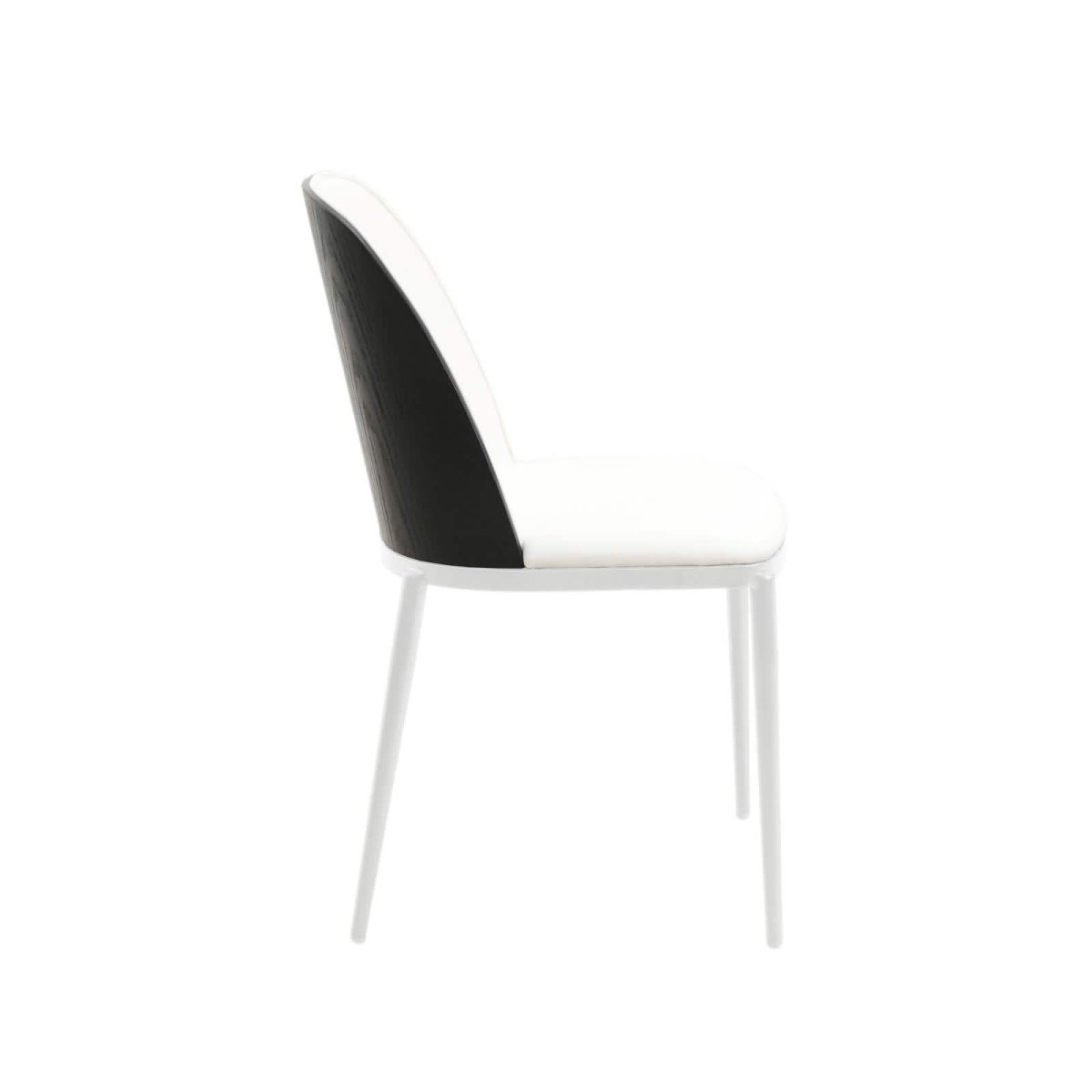 Tule Modern Dining Side Chair with Upholstered Seat and White Powder - Coated Steel Frame, Set of 4