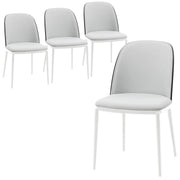 Tule Modern Dining Side Chair with Upholstered Seat and White Powder - Coated Steel Frame, Set of 4