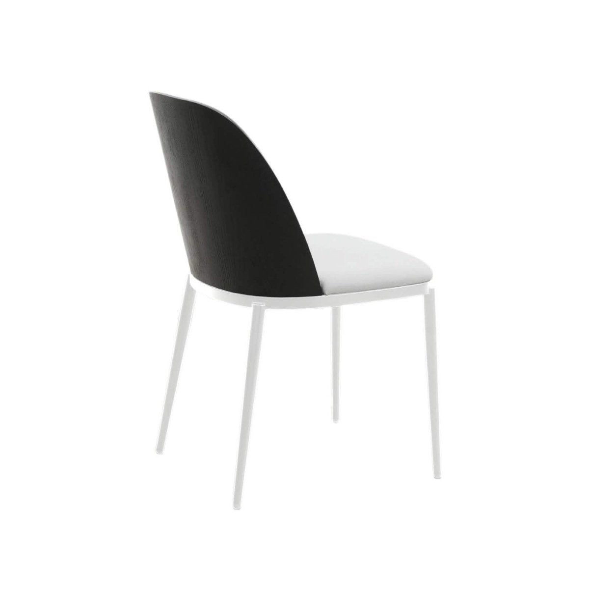 Tule Modern Dining Side Chair with Upholstered Seat and White Powder - Coated Steel Frame, Set of 4