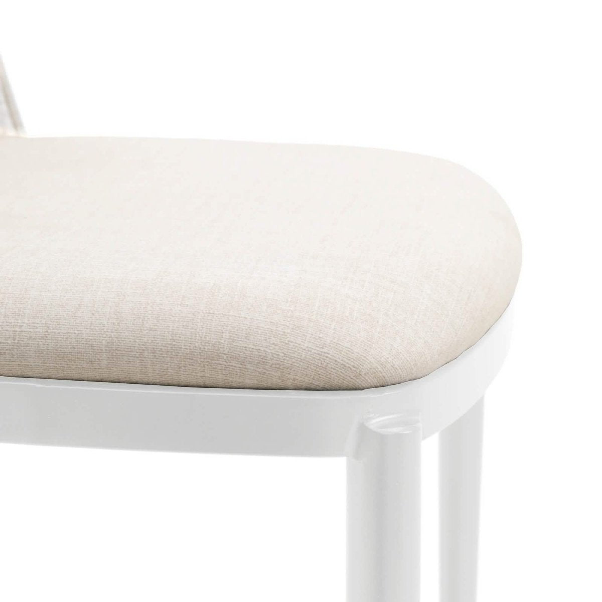 Tule Modern Dining Side Chair with Upholstered Seat and White Powder - Coated Steel Frame, Set of 4