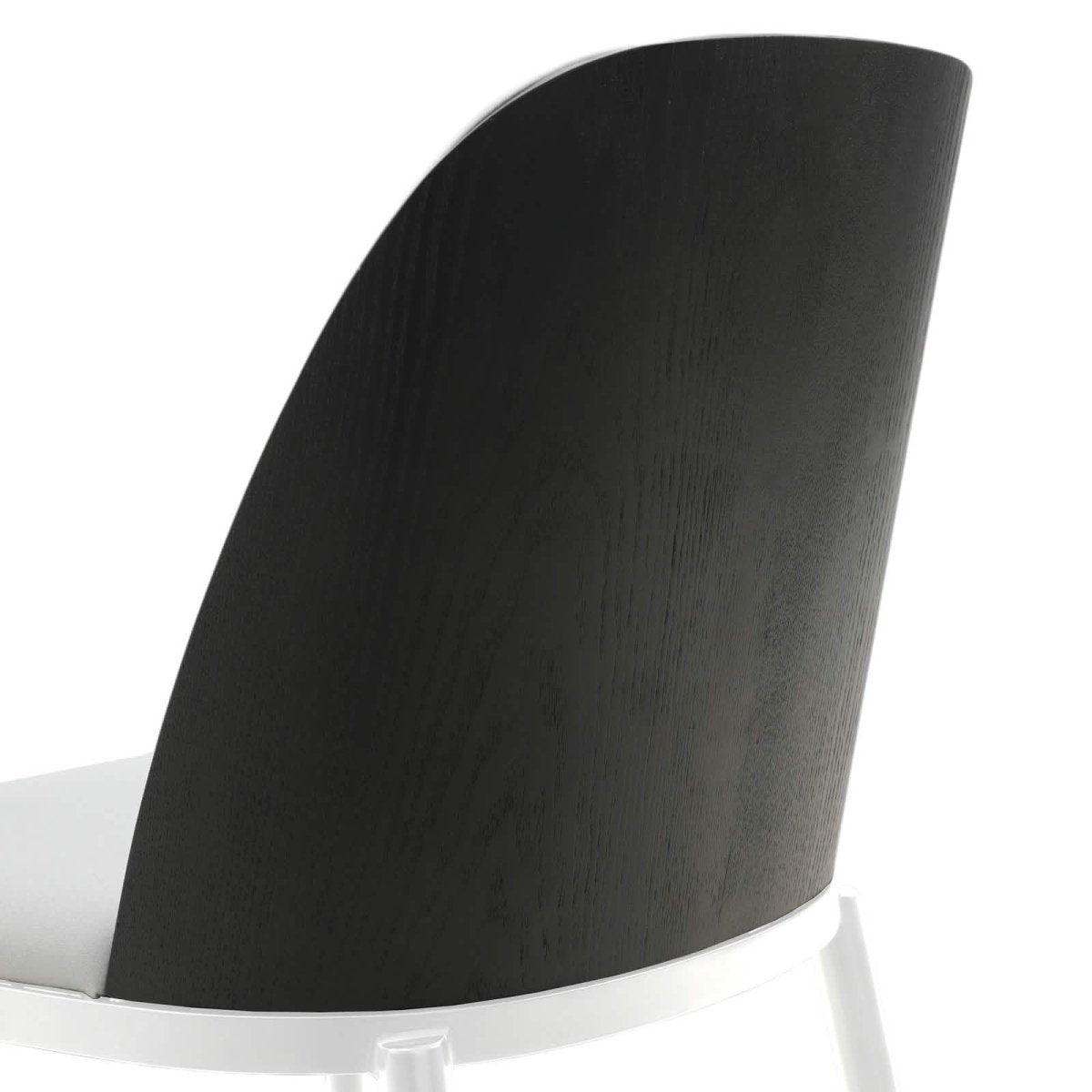 Tule Modern Dining Side Chair with Upholstered Seat and White Powder - Coated Steel Frame, Set of 4