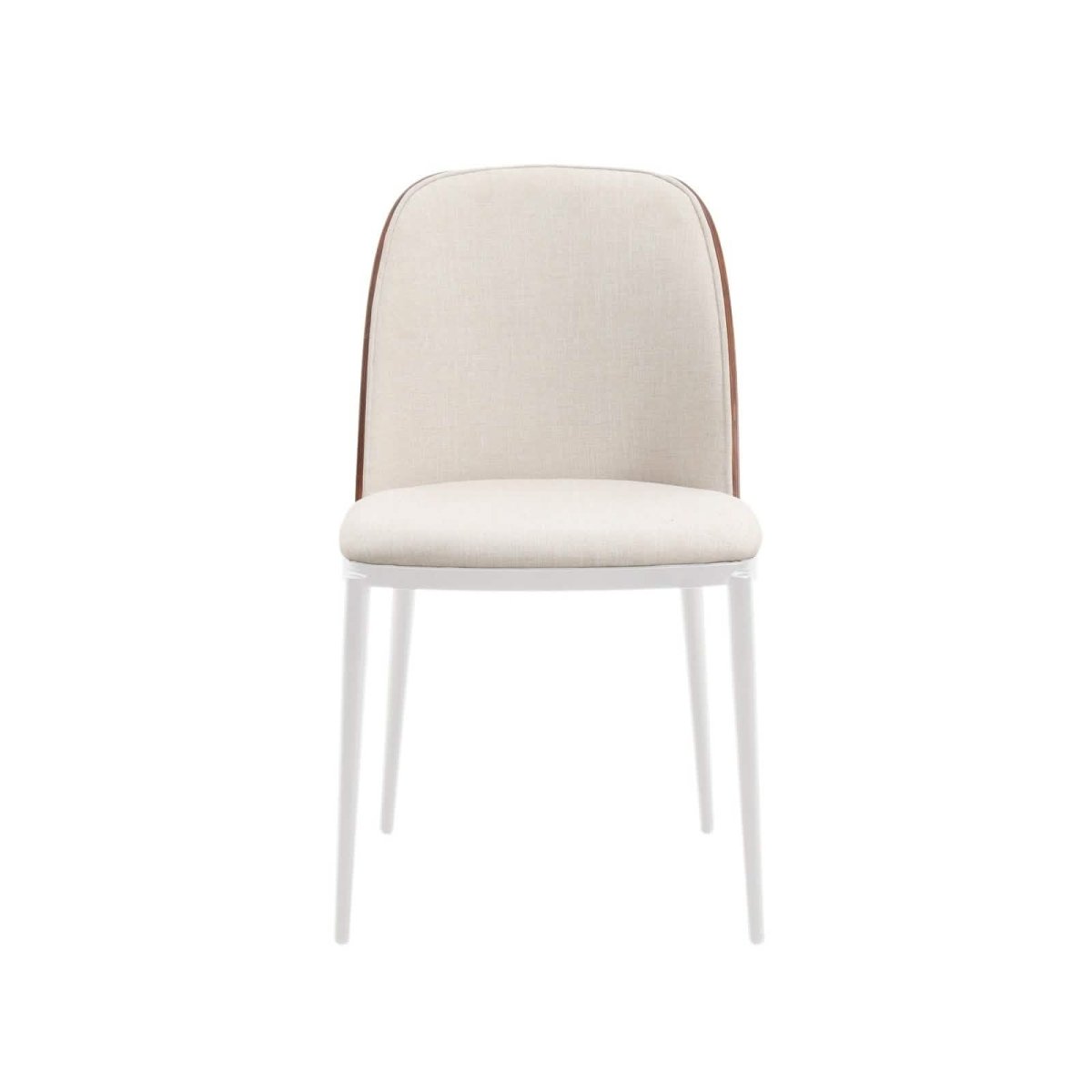 Tule Modern Dining Side Chair with Upholstered Seat and White Powder - Coated Steel Frame, Set of 4