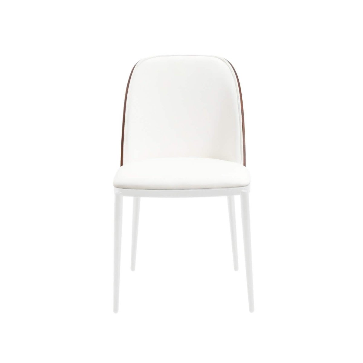 Tule Modern Dining Side Chair with Upholstered Seat and White Powder - Coated Steel Frame, Set of 4