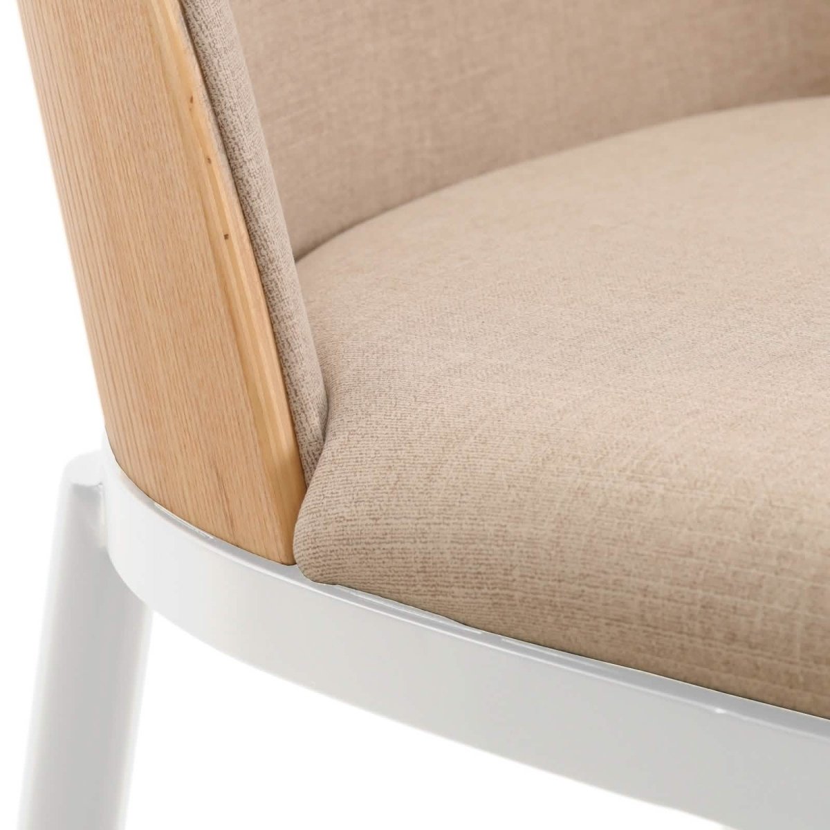 Tule Modern Dining Side Chair with Upholstered Seat and White Powder - Coated Steel Frame, Set of 4