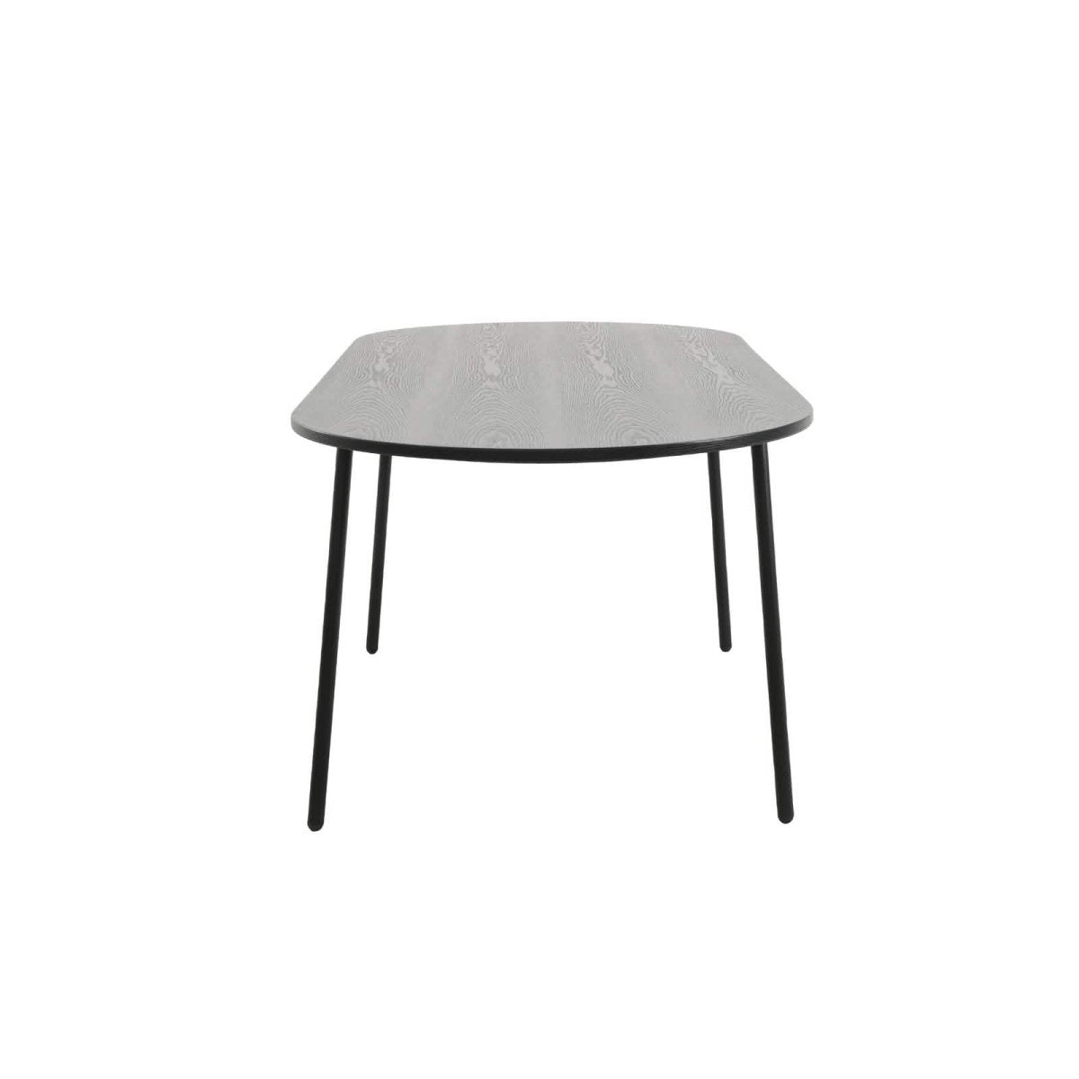 Tule Modern Oval Dining Table with MDF Tabletop and Black Steel Legs