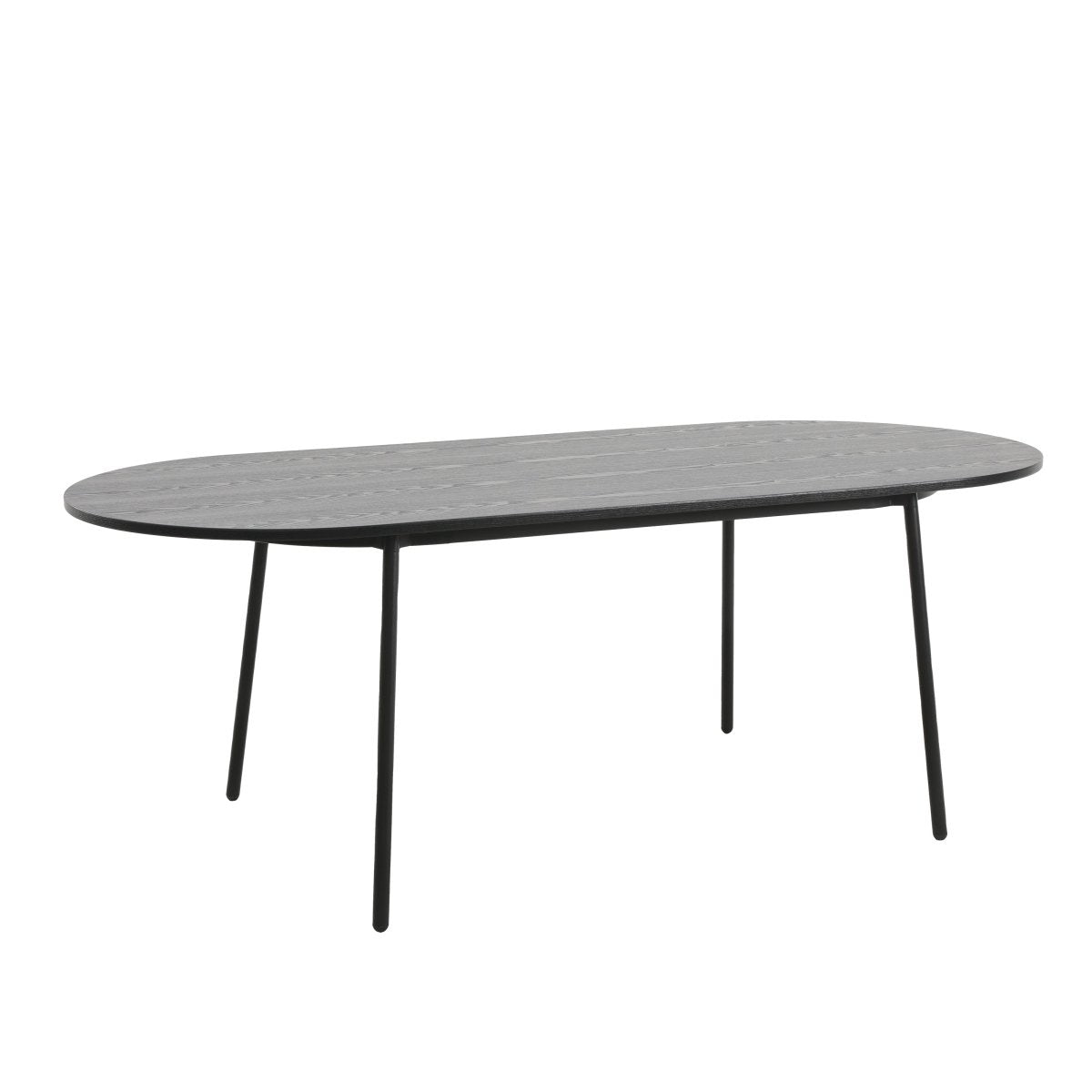 Tule Modern Oval Dining Table with MDF Tabletop and Black Steel Legs