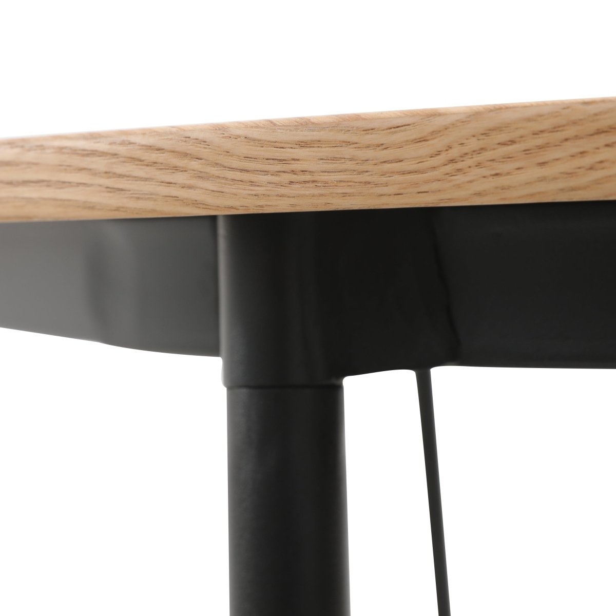 Tule Modern Oval Dining Table with MDF Tabletop and Black Steel Legs