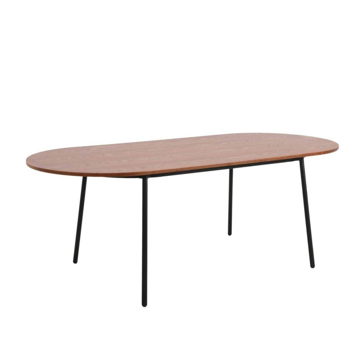 Tule Modern Oval Dining Table with MDF Tabletop and Black Steel Legs