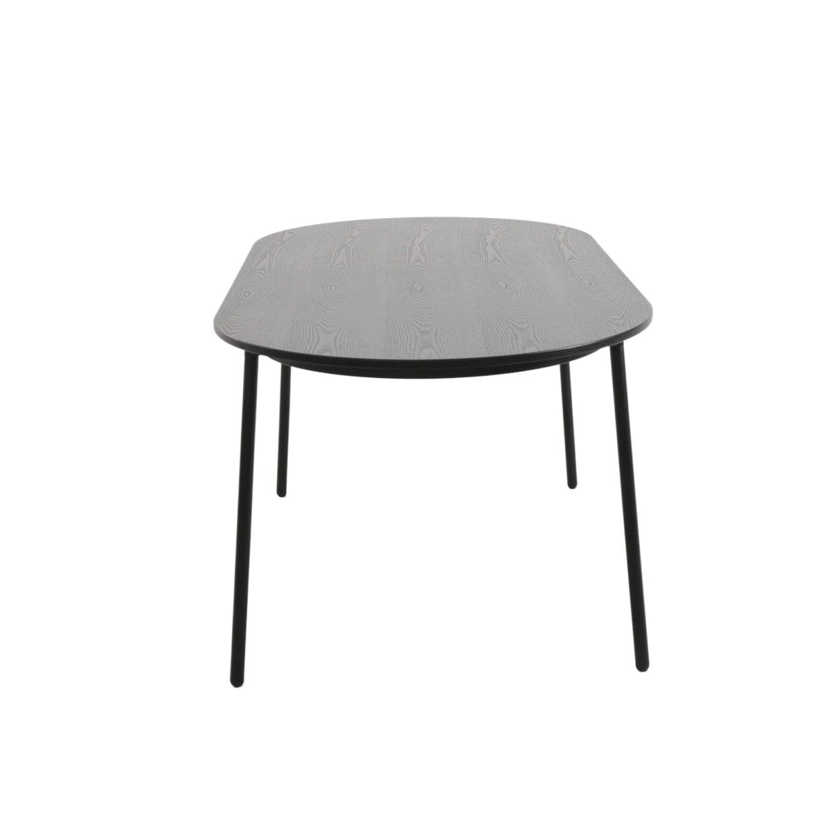 Tule Modern Oval Dining Table with MDF Tabletop and Black Steel Legs