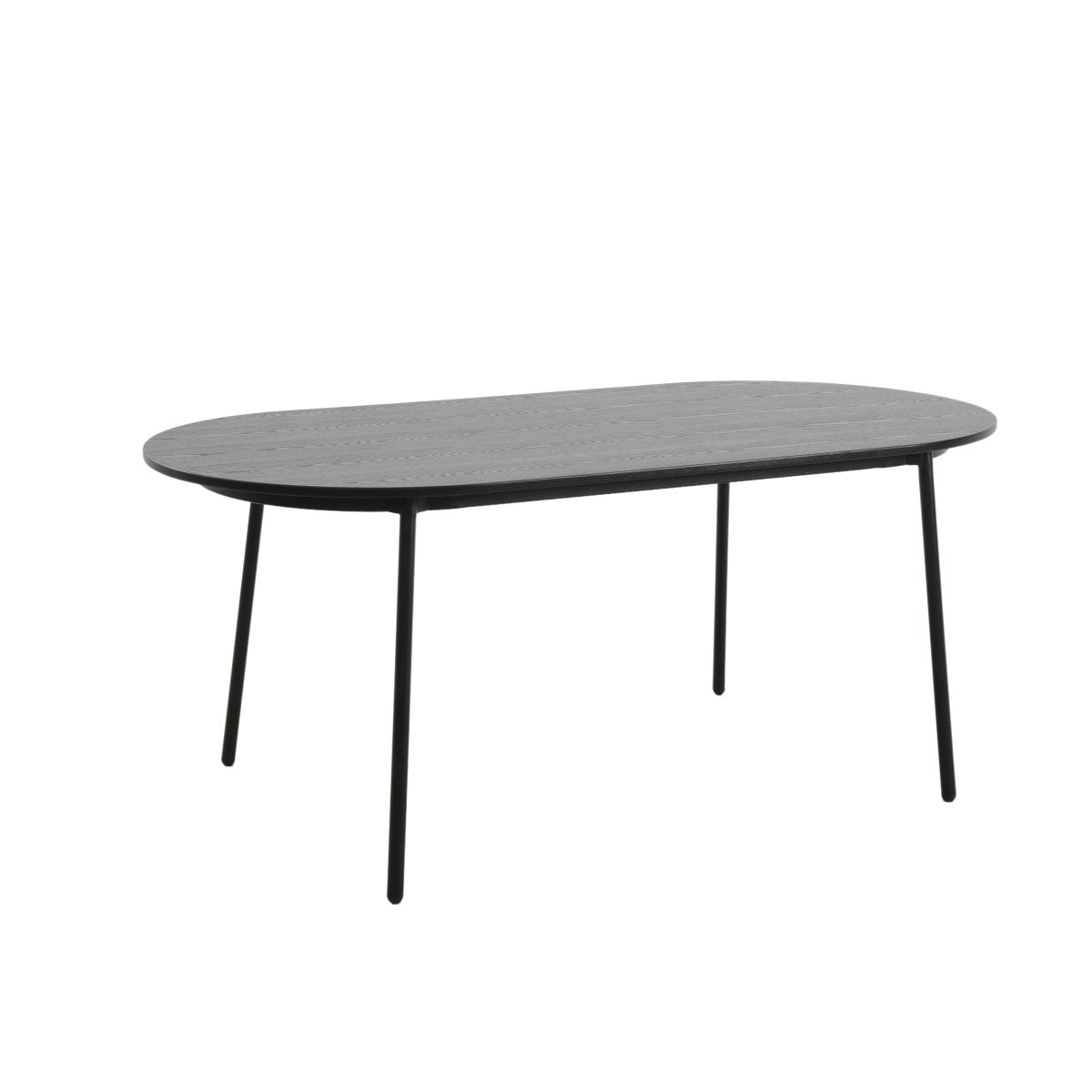 Tule Modern Oval Dining Table with MDF Tabletop and Black Steel Legs