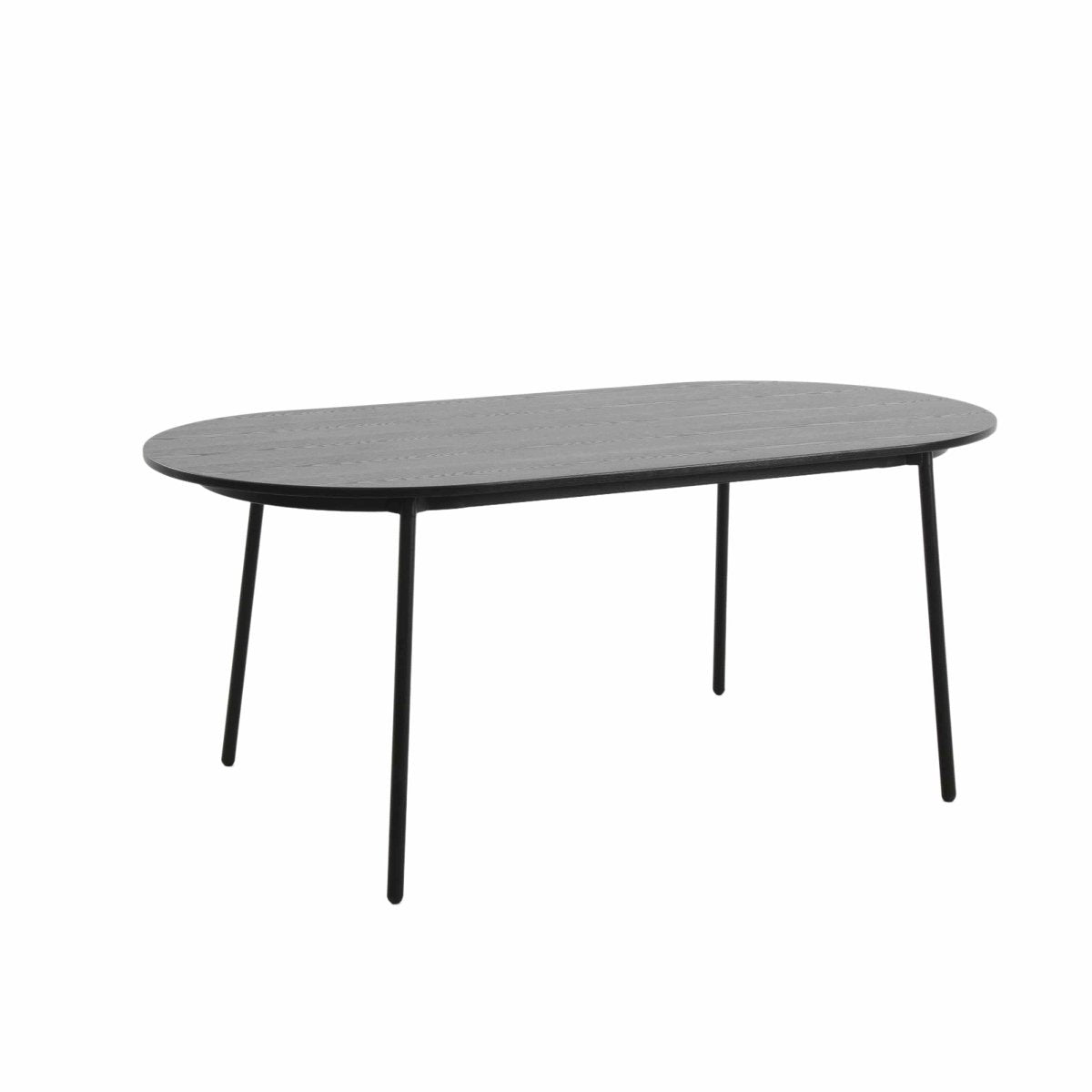 Tule Modern Oval Dining Table with MDF Tabletop and Black Steel Legs