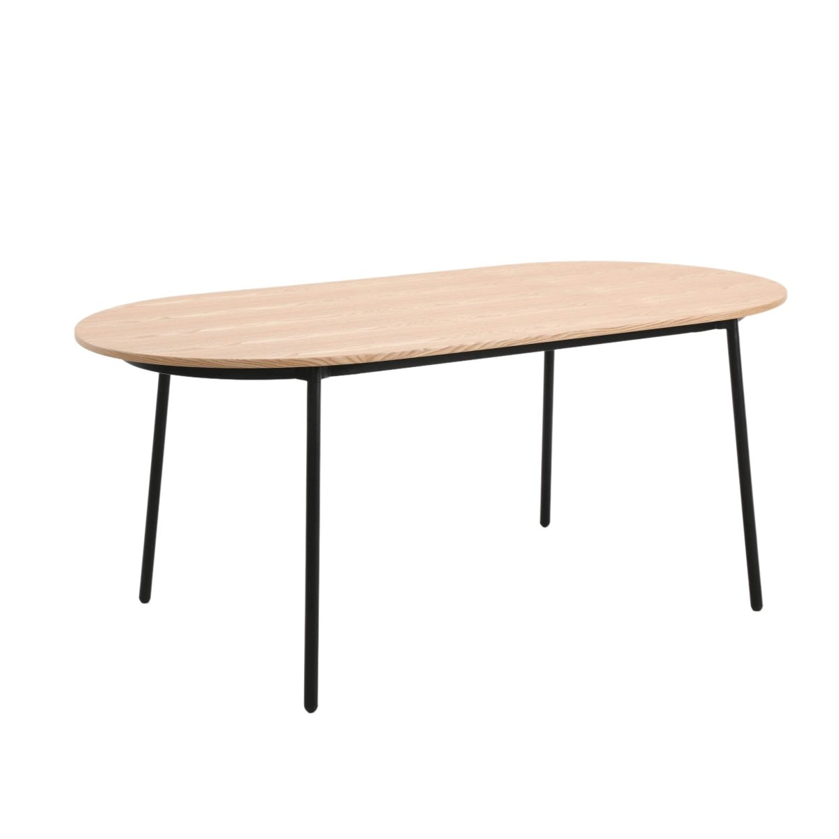 Tule Modern Oval Dining Table with MDF Tabletop and Black Steel Legs
