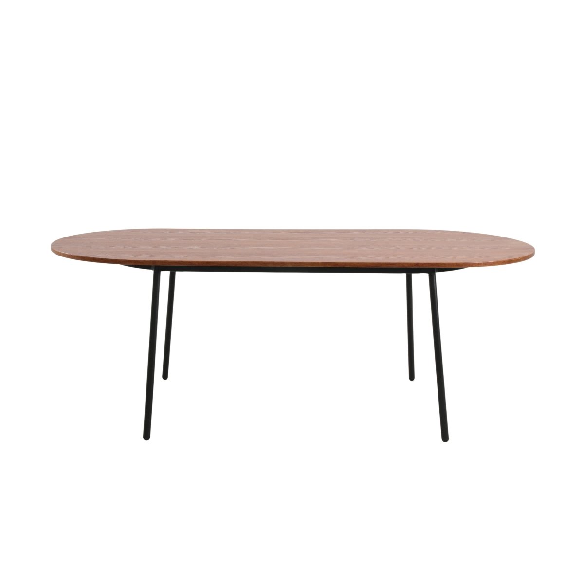 Tule Modern Oval Dining Table with MDF Tabletop and Black Steel Legs