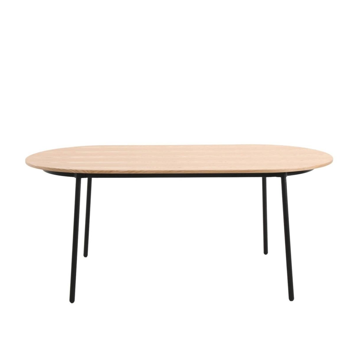 Tule Modern Oval Dining Table with MDF Tabletop and Black Steel Legs