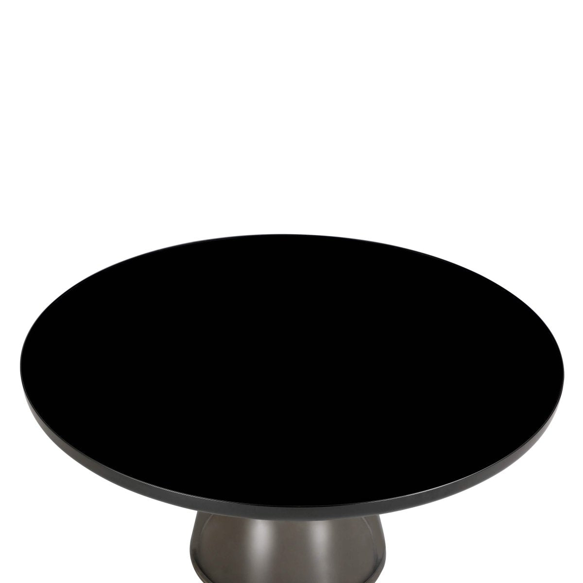 Tully 30 - Inch Round Glass/Stone Coffee Table with Iron Rim Frame and Glass Base