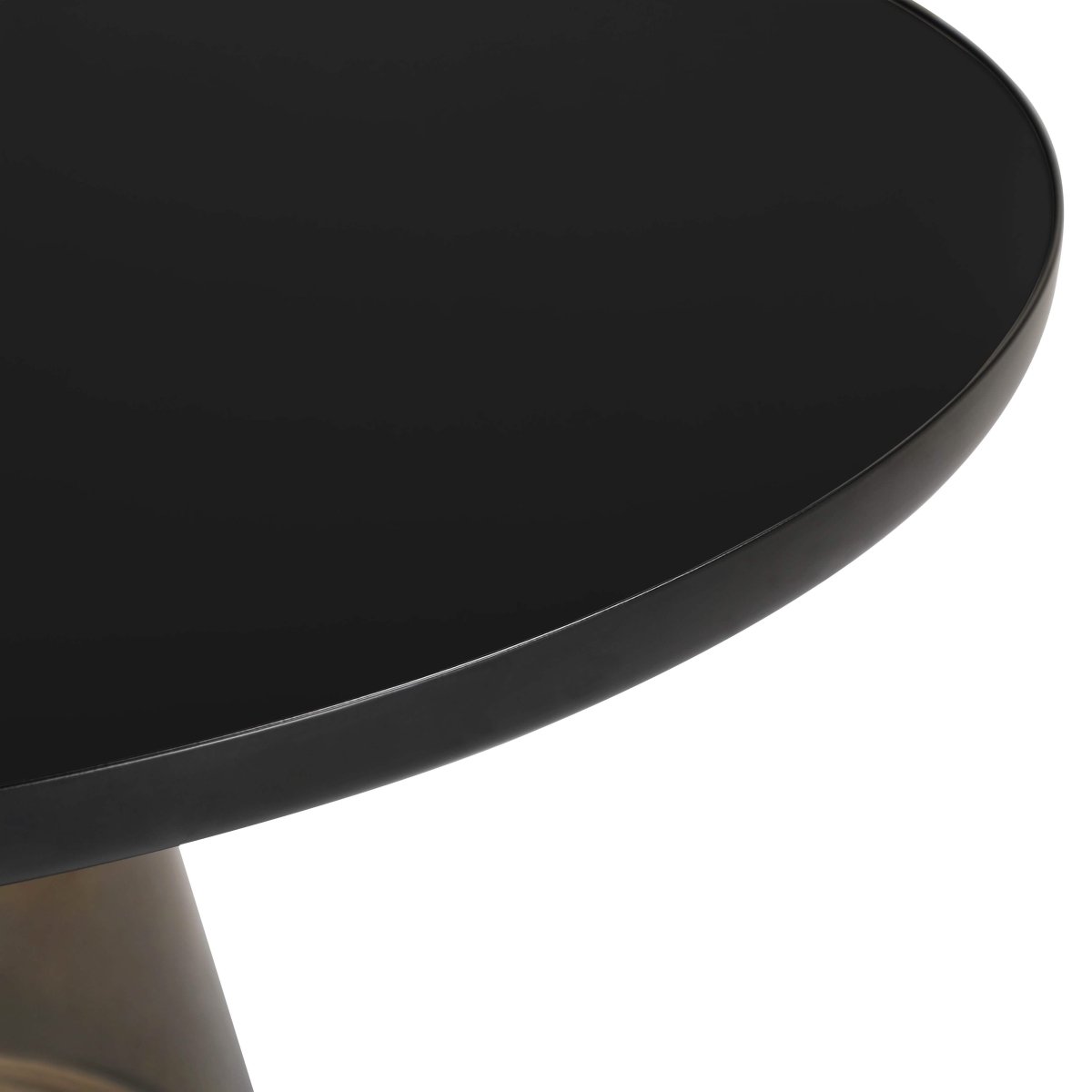 Tully 30 - Inch Round Glass/Stone Coffee Table with Iron Rim Frame and Glass Base