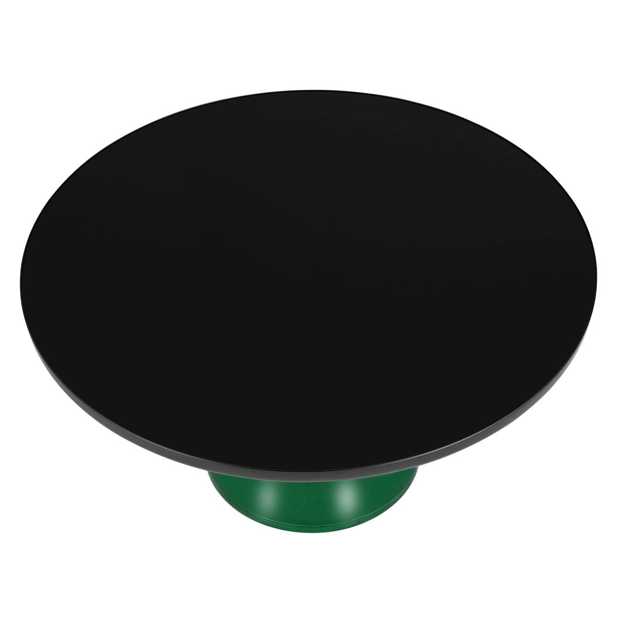 Tully 30 - Inch Round Glass/Stone Coffee Table with Iron Rim Frame and Glass Base