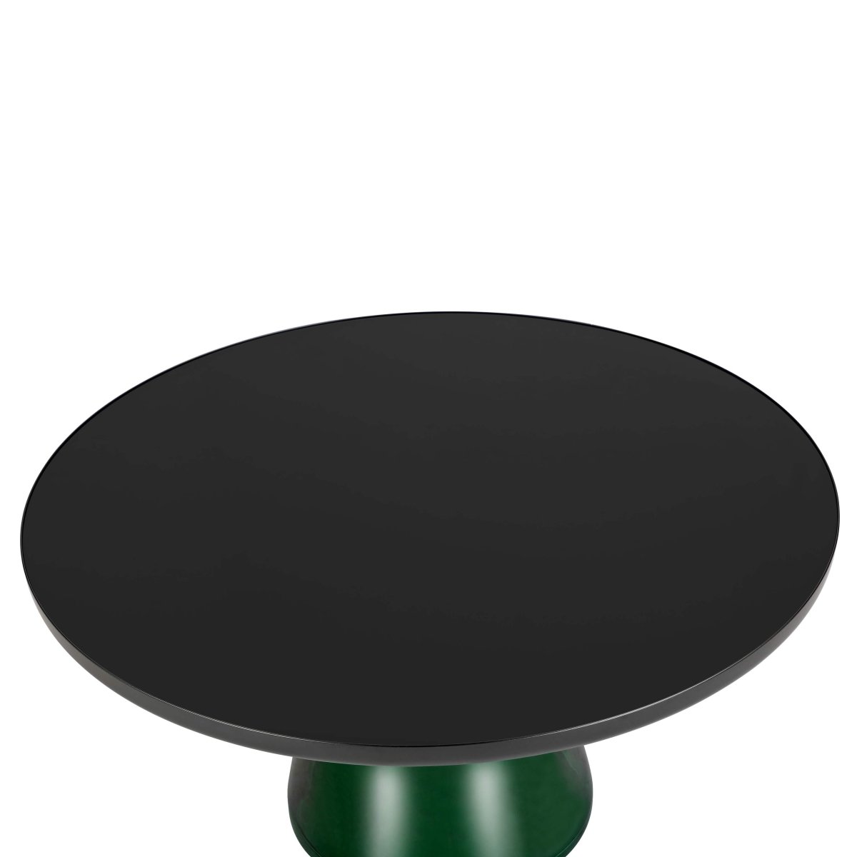 Tully 30 - Inch Round Glass/Stone Coffee Table with Iron Rim Frame and Glass Base
