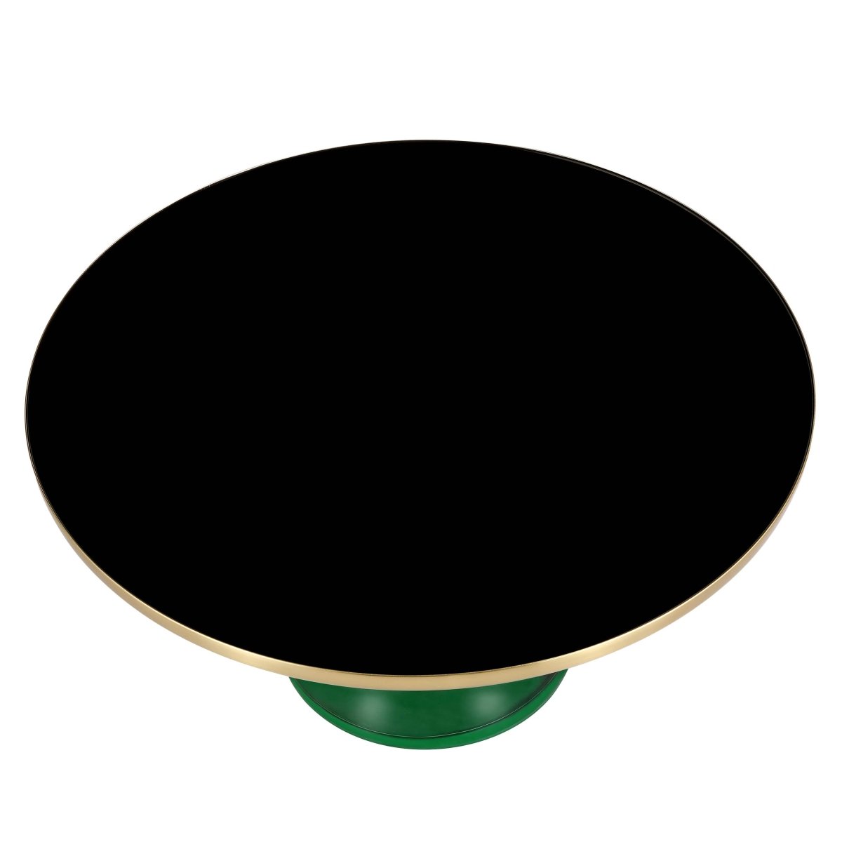 Tully 30 - Inch Round Glass/Stone Coffee Table with Iron Rim Frame and Glass Base