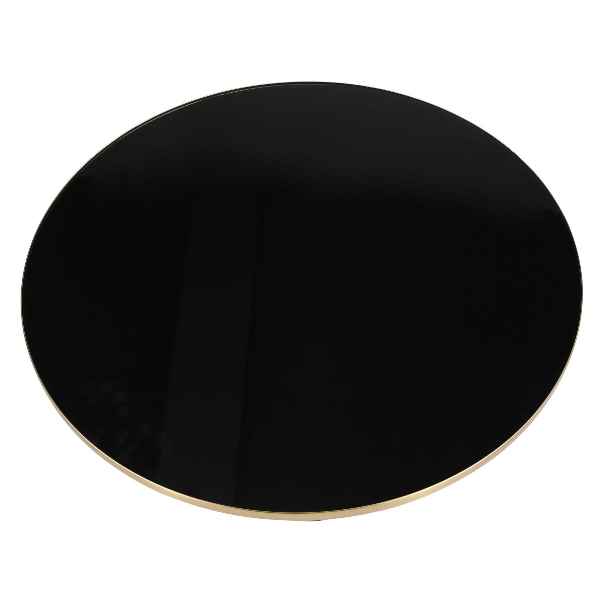 Tully 30 - Inch Round Glass/Stone Coffee Table with Iron Rim Frame and Glass Base