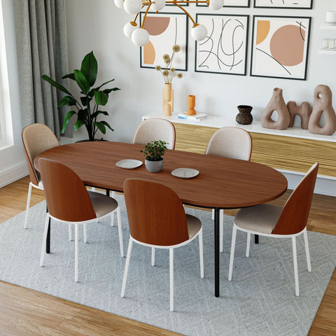 Tule Dining Side Chair with Upholstered Seat and Powder-Coated Steel Frame