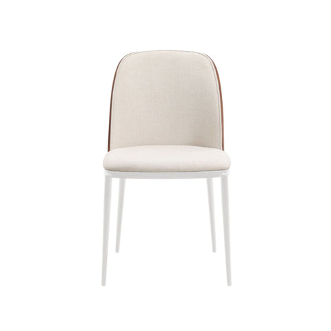 Tule Dining Side Chair with Upholstered Seat and Powder-Coated Steel Frame