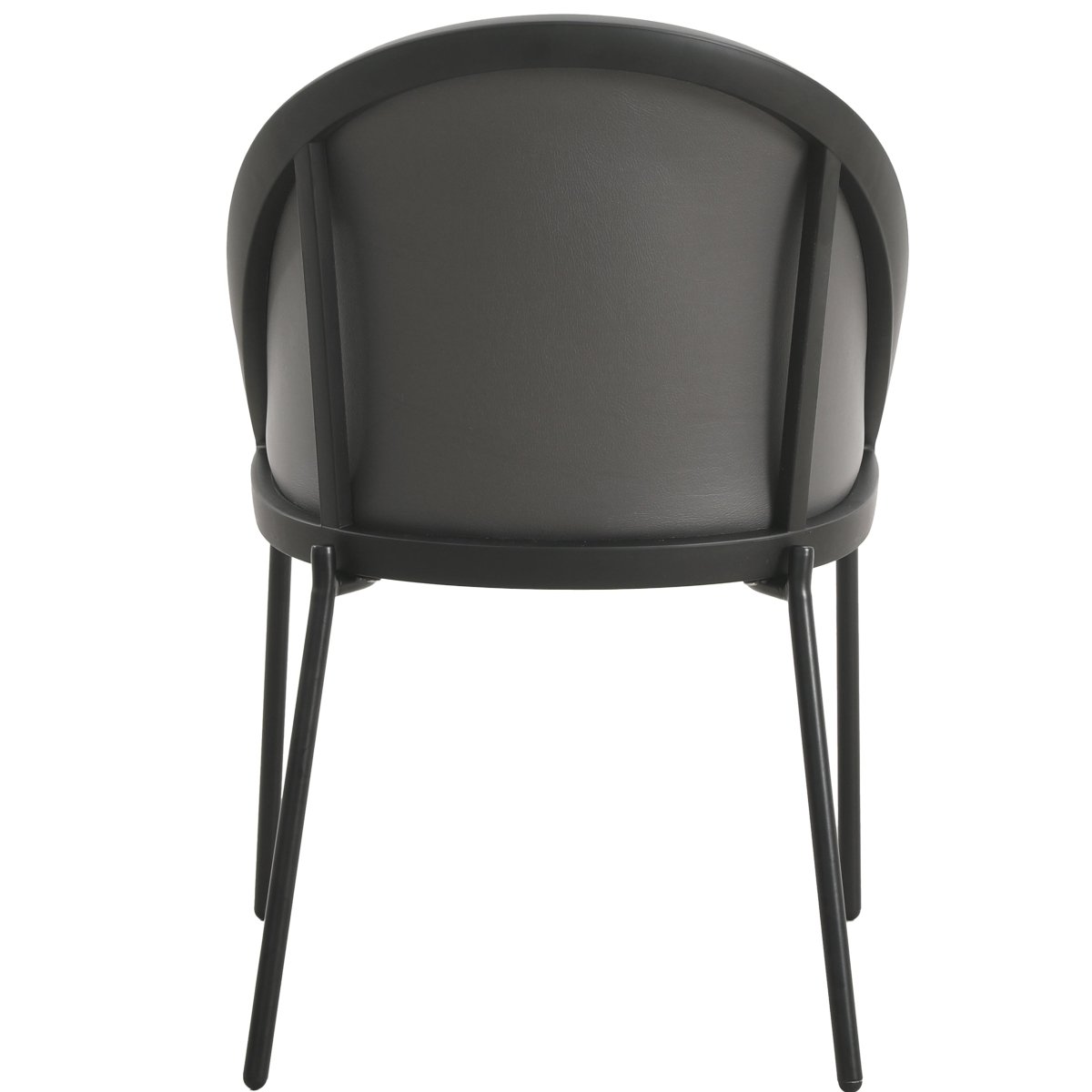 Urbane Dining Chair with Vinyl Fabric Seat and Wicker/Vinyl Backrest in Black Stainless Steel