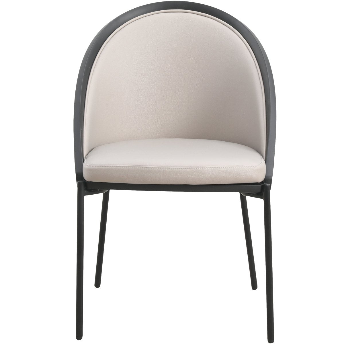 Urbane Dining Chair with Vinyl Fabric Seat and Wicker/Vinyl Backrest in Black Stainless Steel