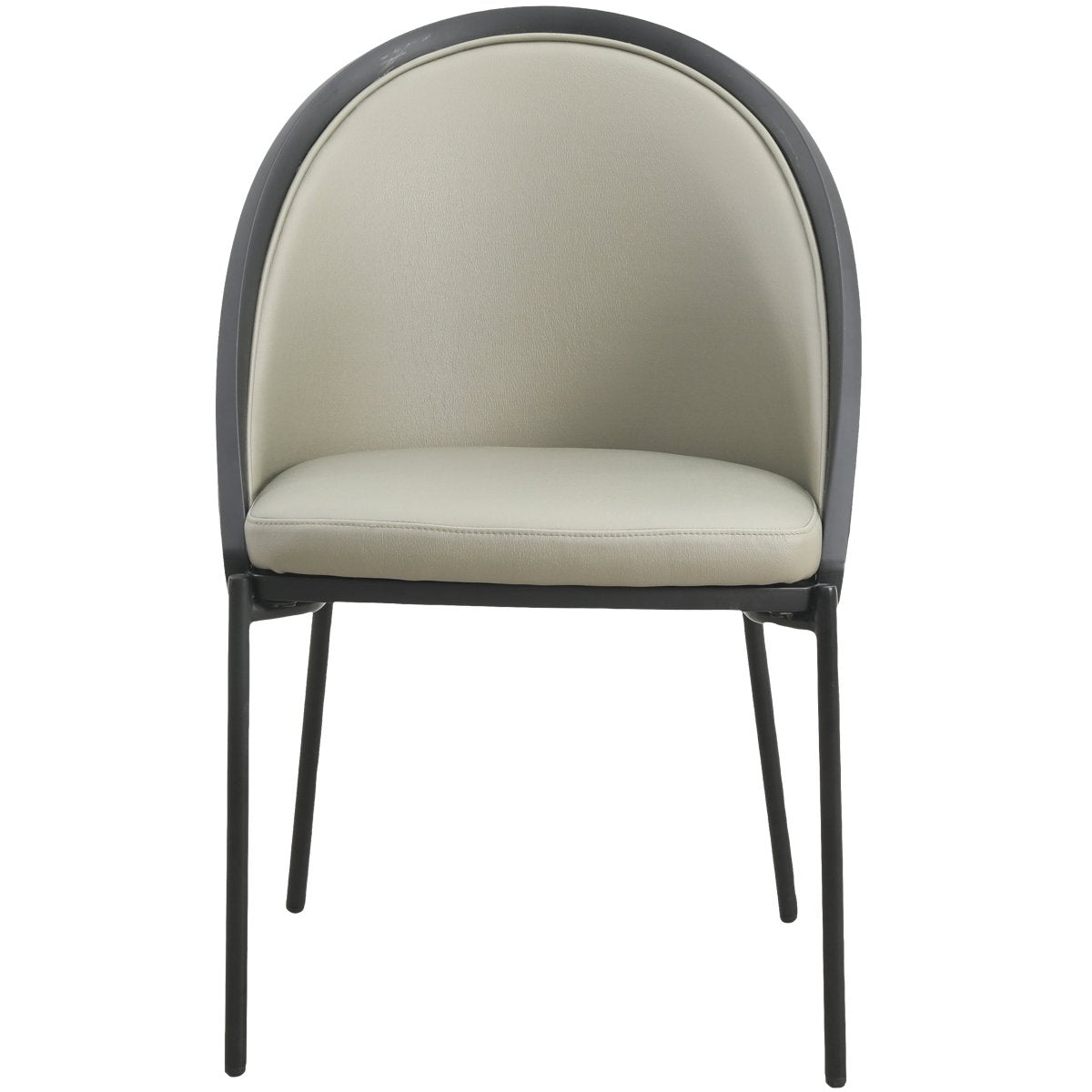 Urbane Dining Chair with Vinyl Fabric Seat and Wicker/Vinyl Backrest in Black Stainless Steel