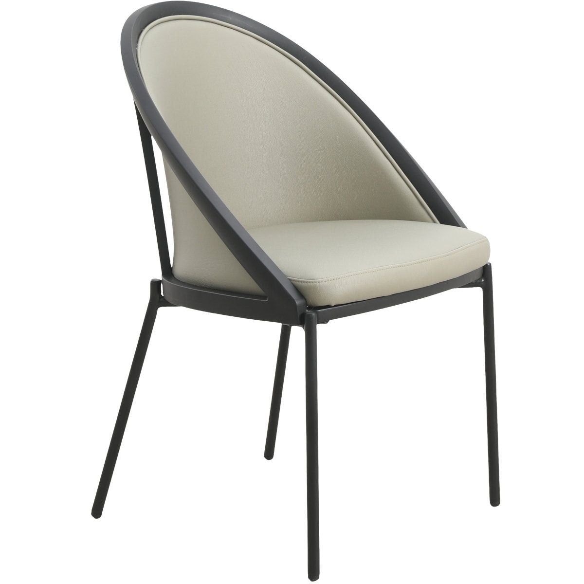 Urbane Dining Chair with Vinyl Fabric Seat and Wicker/Vinyl Backrest in Black Stainless Steel