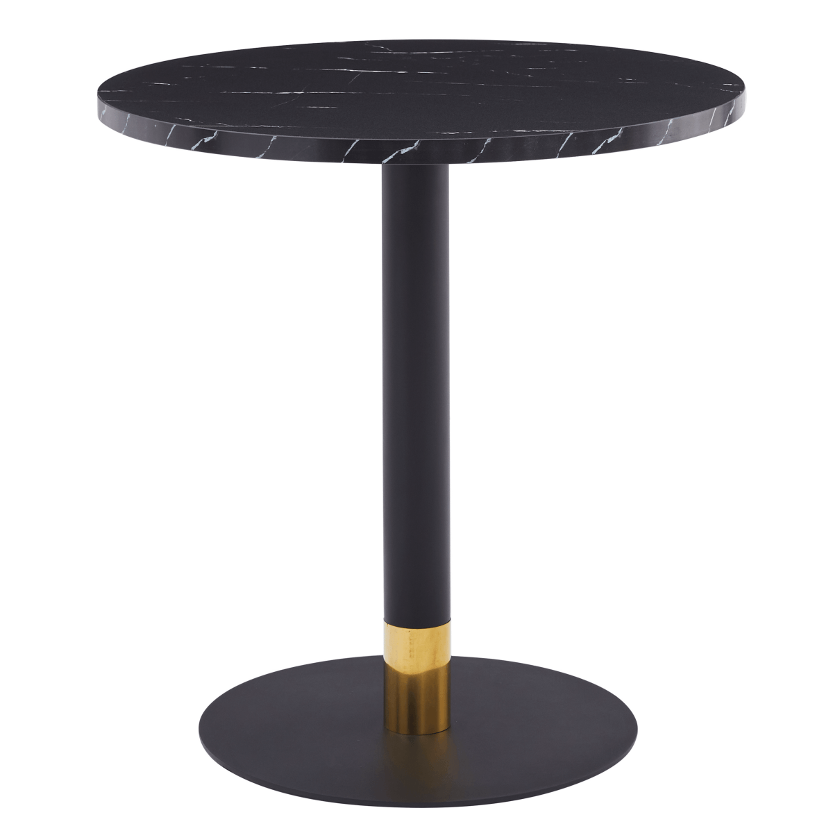 Vail Collection Dining Table Black/Gold Base With 27"/36" Round Stone Top