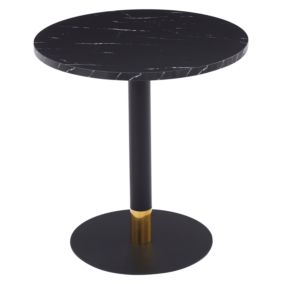 Vail Collection Dining Table Black/Gold Base With 27"/36" Round Stone Top