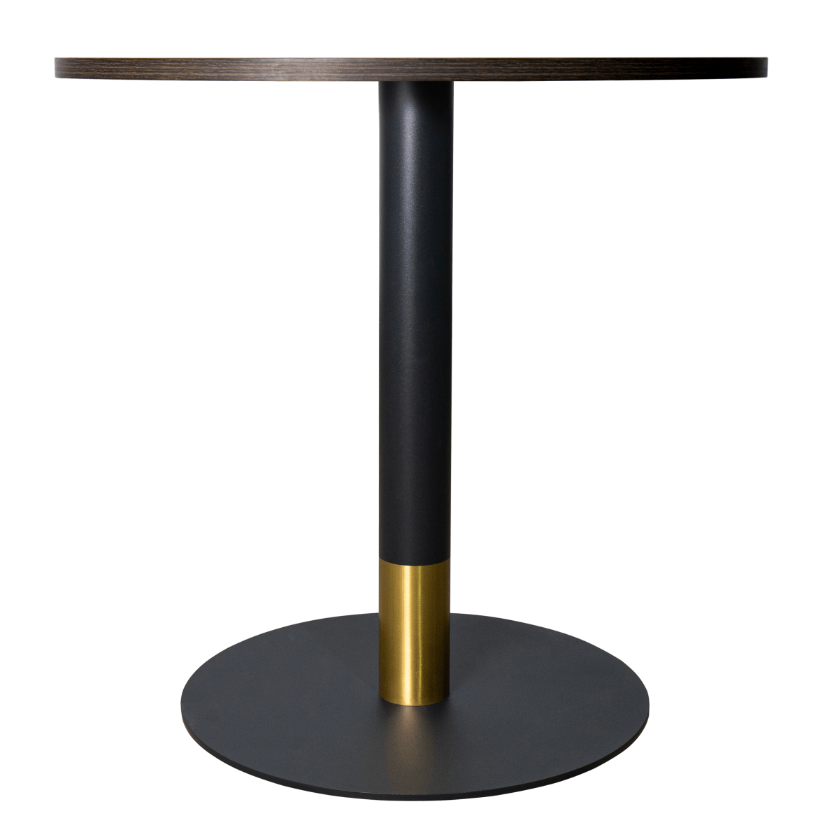Vail Collection Dining Table Black/Gold Round Base With 27"/36" Round Sintered Stone and MDF Wood Top