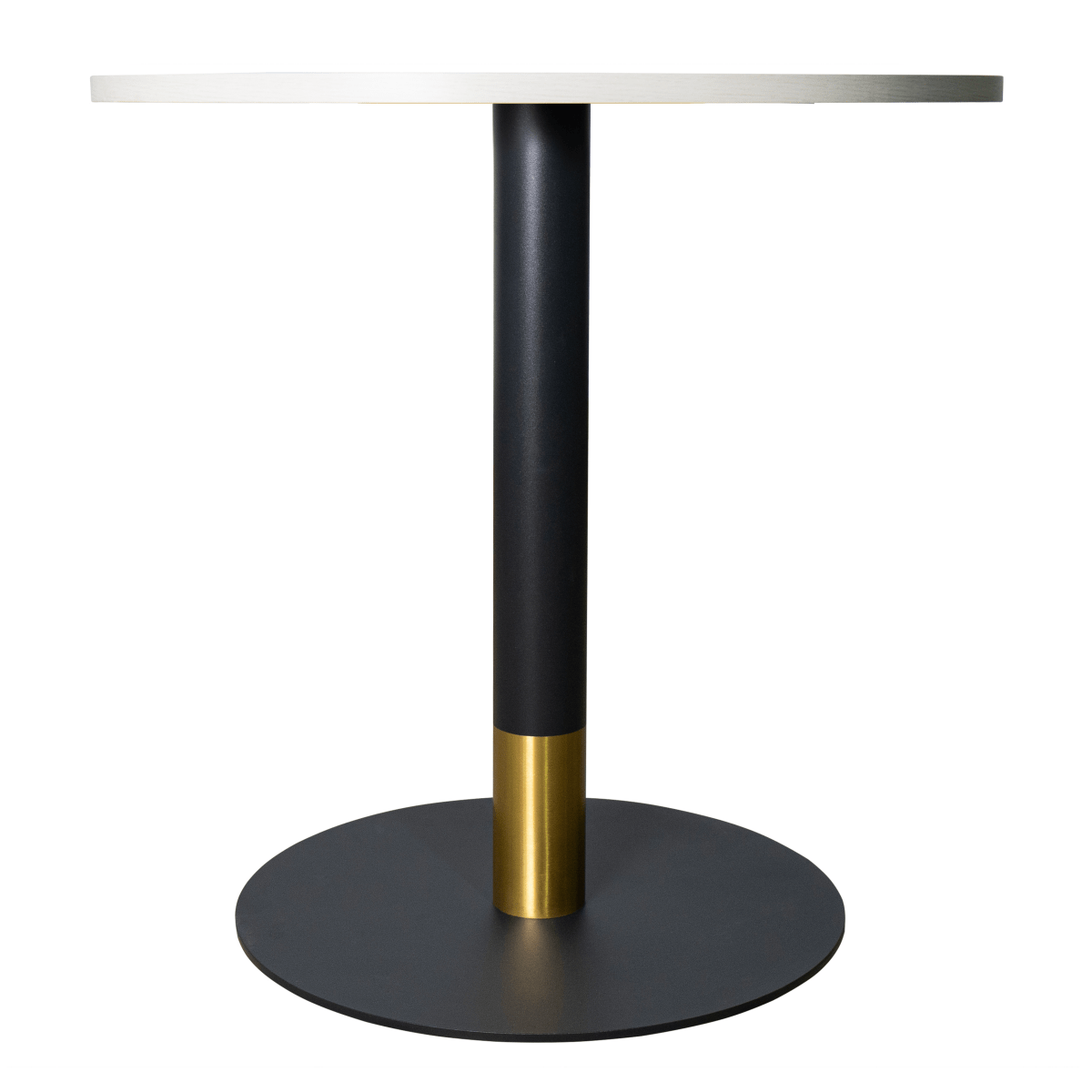 Vail Collection Dining Table Black/Gold Round Base With 27"/36" Round Sintered Stone and MDF Wood Top