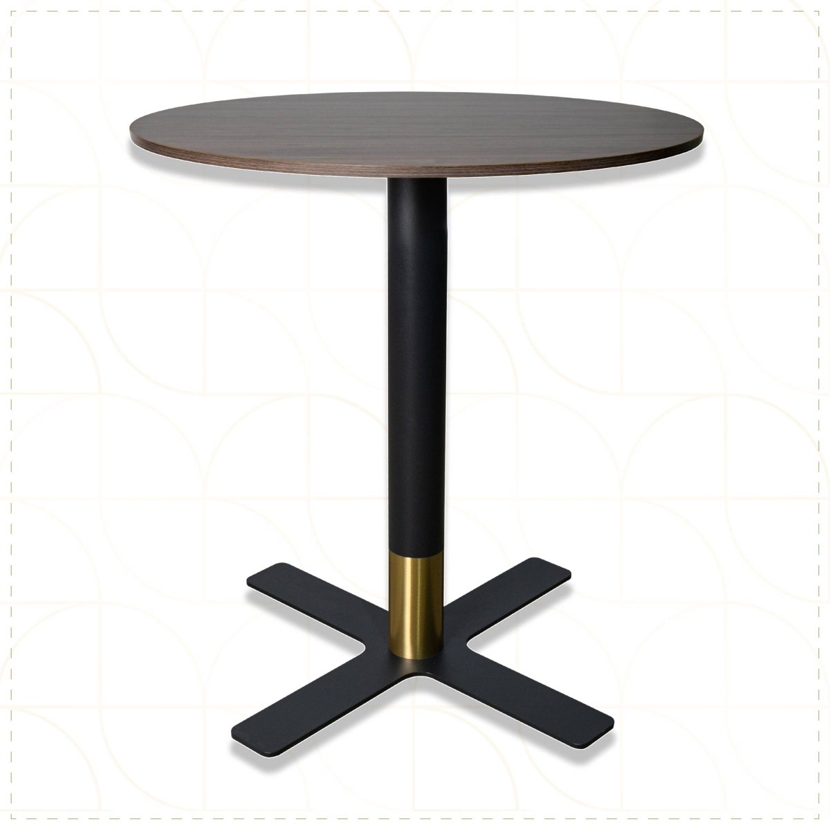 Vail Collection Dining Table Black/Gold X Base With 27"/36" Round Black MDF Top