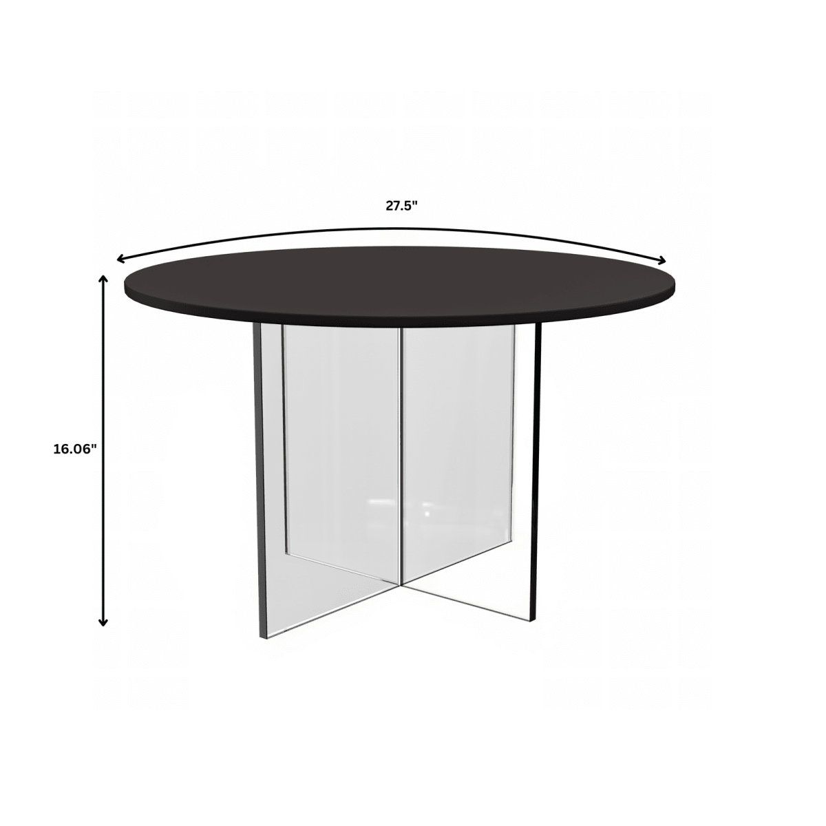 Valore Coffee Table with Round MDF Tabletop and Sturdy Acrylic Cross Base