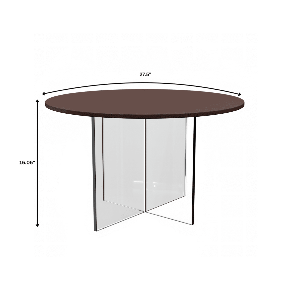 Valore Coffee Table with Round MDF Tabletop and Sturdy Acrylic Cross Base