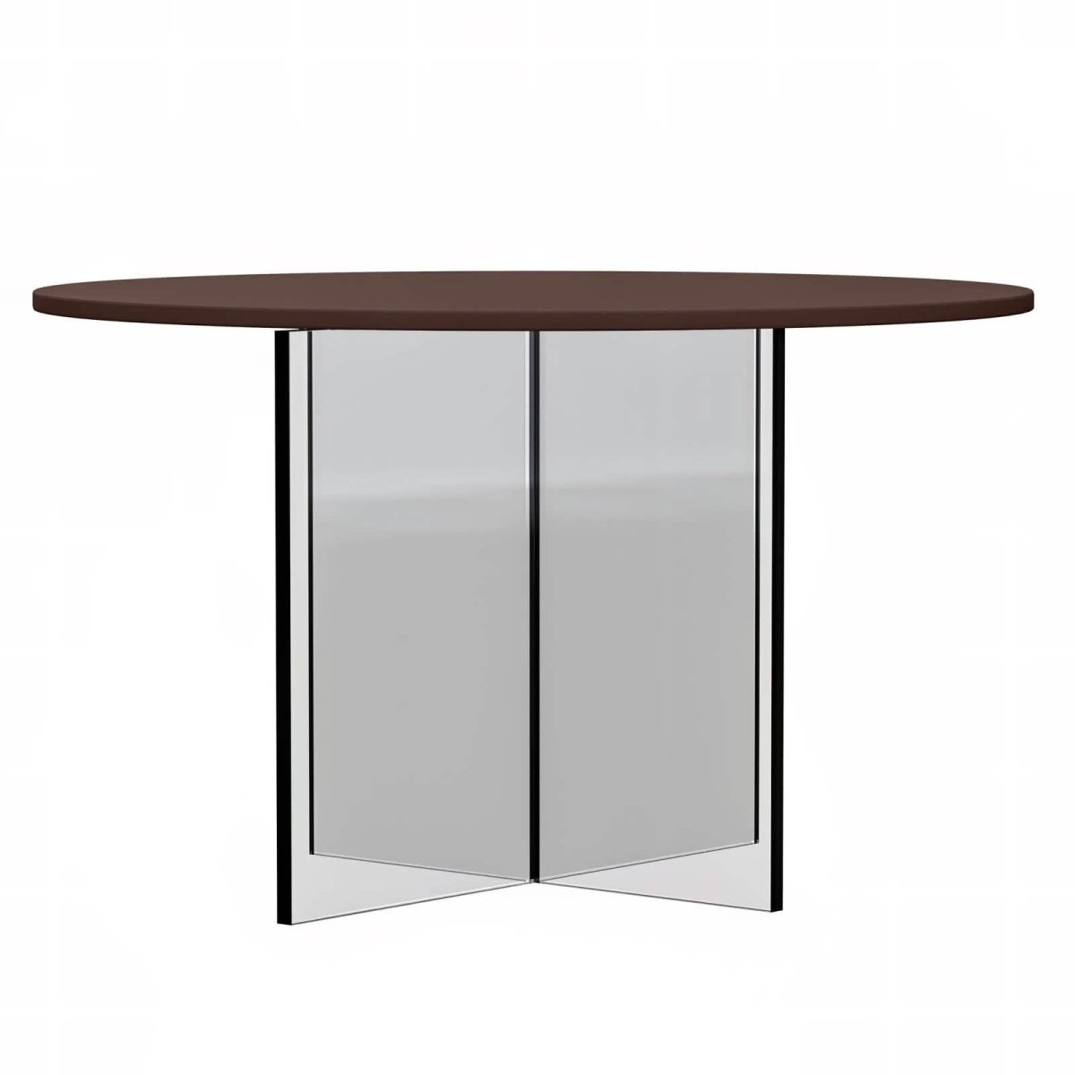 Valore Coffee Table with Round MDF Tabletop and Sturdy Acrylic Cross Base