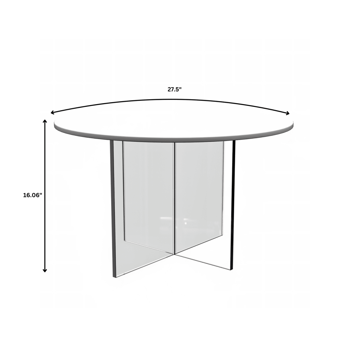 Valore Coffee Table with Round MDF Tabletop and Sturdy Acrylic Cross Base