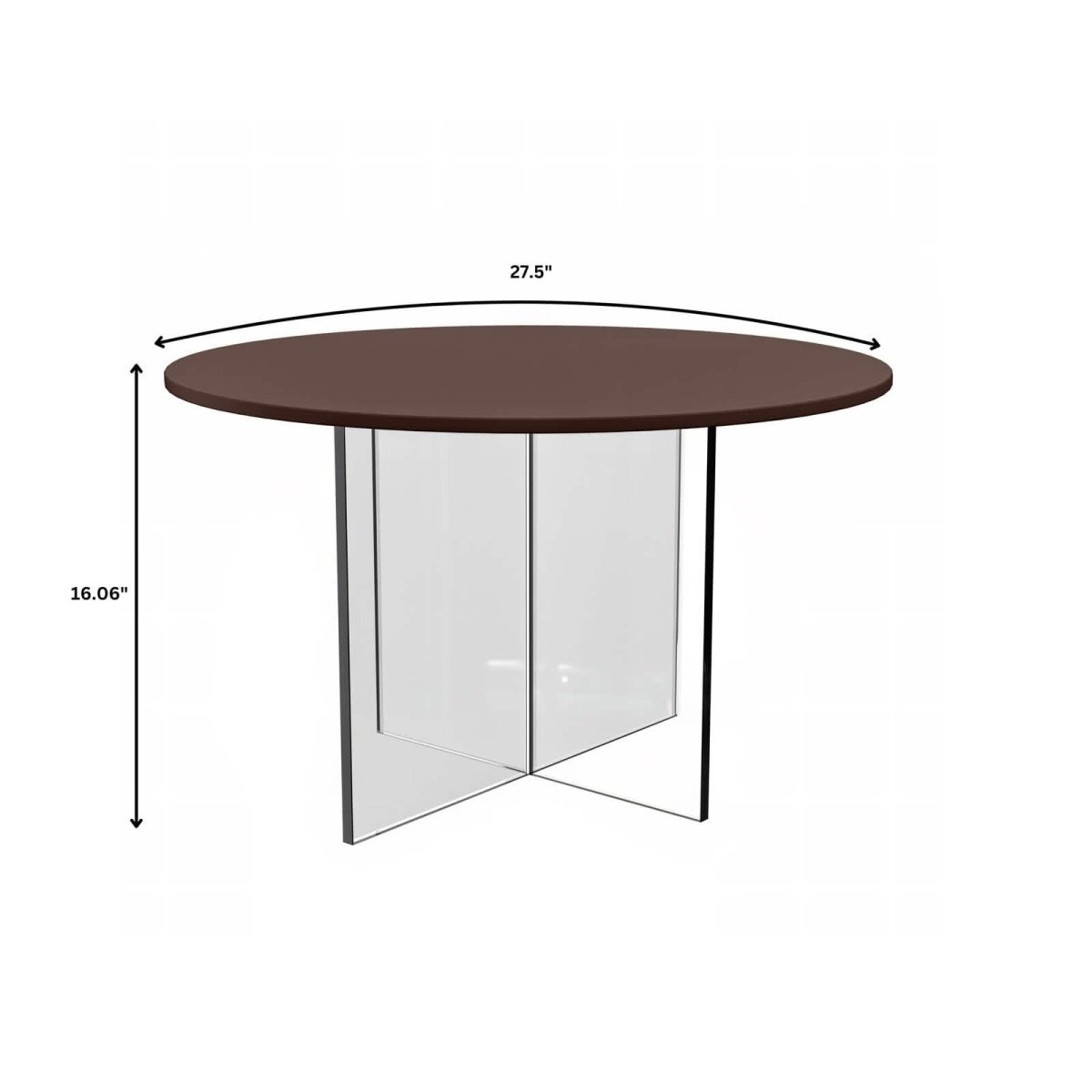 Valore Coffee Table with Round MDF Tabletop and Sturdy Acrylic Cross Base