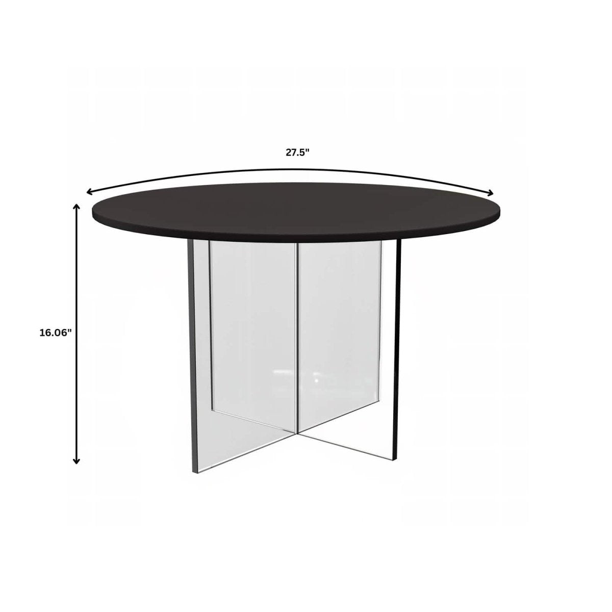 Valore Coffee Table with Round MDF Tabletop and Sturdy Acrylic Cross Base