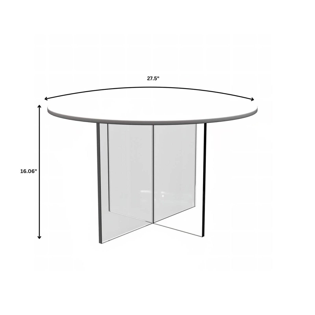 Valore Coffee Table with Round MDF Tabletop and Sturdy Acrylic Cross Base