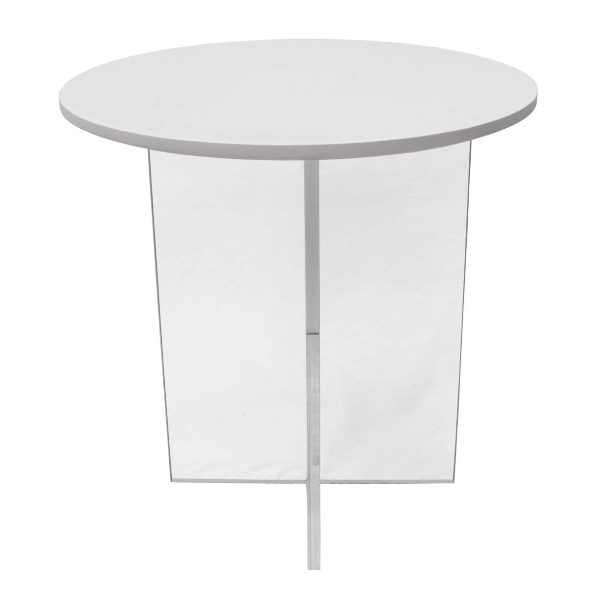 Valore Side Table with Round MDF Tabletop and Sturdy Acrylic Cross Base