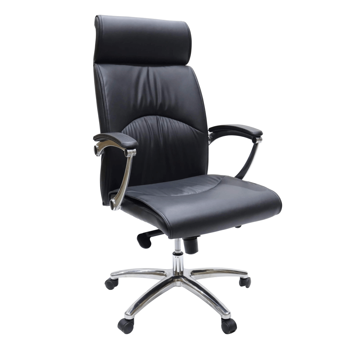 Vantage High - Back Leather Office Chair with Aluminum Base and Swivel, and Tilt
